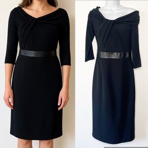 MICHAEL KORS Collection Crepe Classic Black Cocktail Wool Dress Size 4